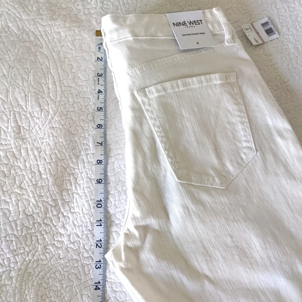 NINE West White High Rise Straight cropped Ankle Pants 6